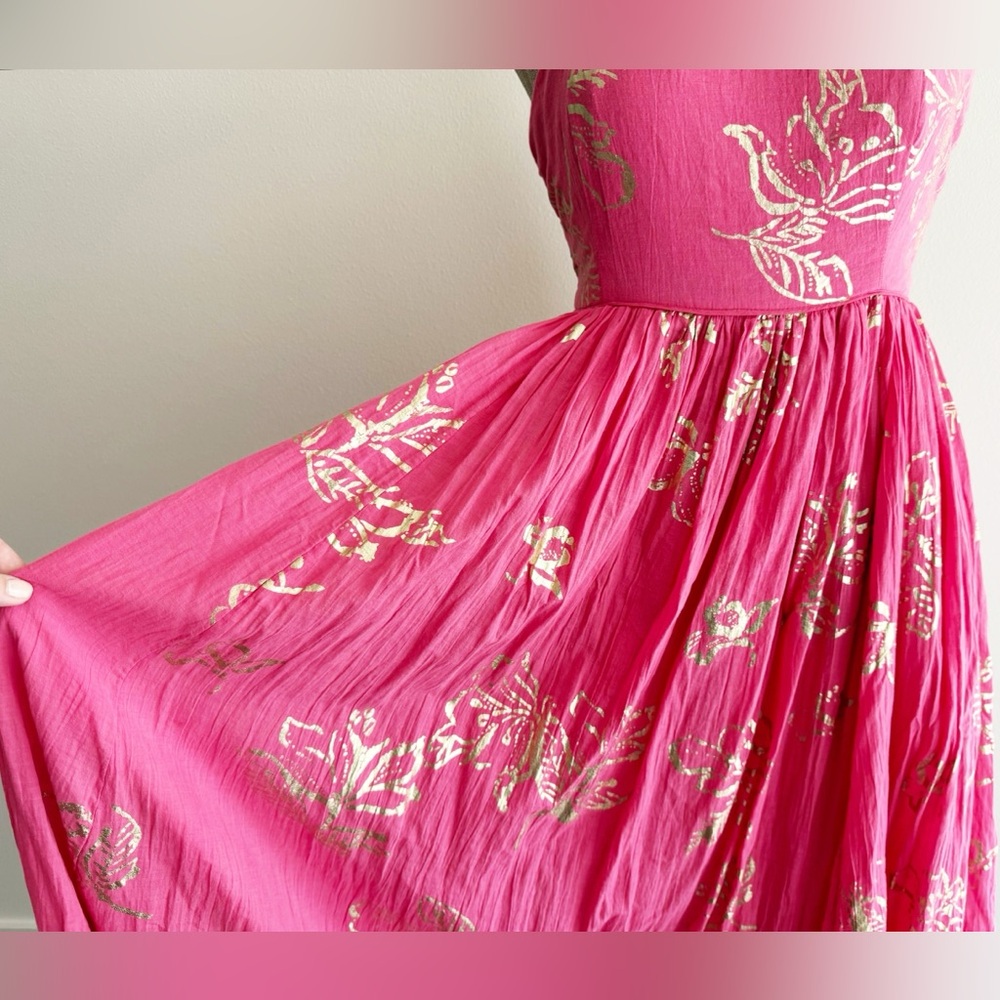 Free People Strapless Pink and Gold Floral Maxi Dress - Picture 5 of 13